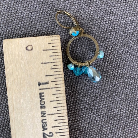 Antique Brass Turquoise colored earrings‎ Dangle - Picture 3 of 3